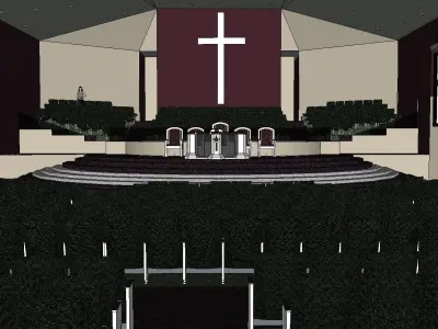 Architecture-Religion-God-Culture-Temple-0278 church with car... 3D model