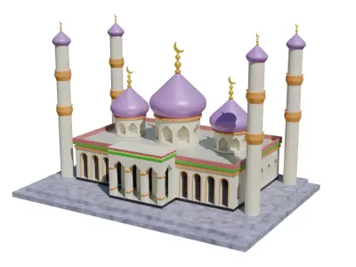 3D Mosque Model Realistic Islamic Architecture Free low-poly 3D model