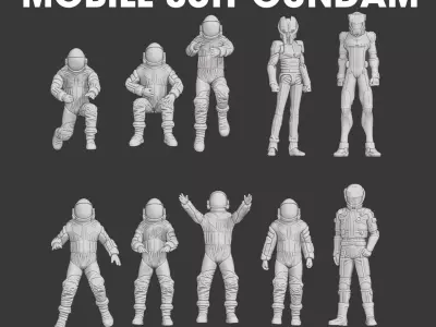 Mobile suit gundam pilot and mechanic team figure 3D print model