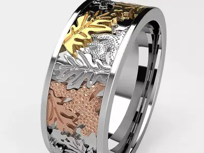 Leaf and Vine and tree of life  wedding rings  3D print model