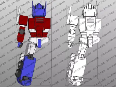 SD G1 Optimus Prime Armor - DIY Cosplay Pepakura Foam Template Low-poly 3D model