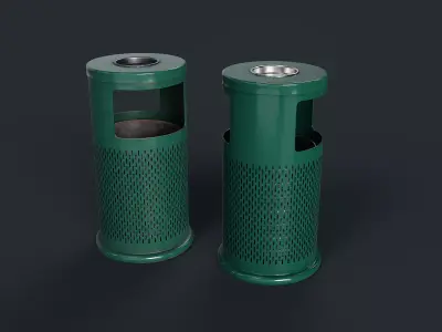 Street Trash Can 1 PBR Game Ready Low-poly 3D model