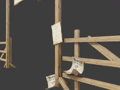 wildwest style fence Low-poly 3D model