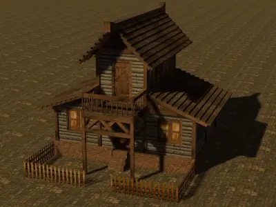 Medieval house ten 15 Low-poly 3D model