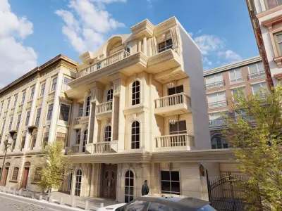 Classic stone facade-Building Classic Facade Element 3D model 9