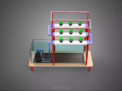 PLANT CULTIVATION HYDROPONIC WATER CYCLE TANK PUMP NOZZLE SPRAY 3D model