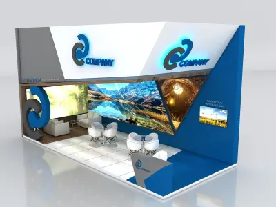 Booth Exhibition Stand Stall 9x4m Height 500 cm 2 Side Open 3D model
