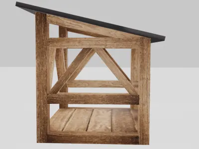 Dark Firewood Storage Low Poly Low-poly 3D model