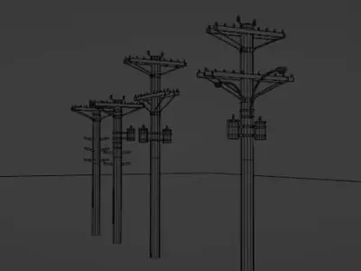 Electric Poles Low poly game ready Low-poly 3D model