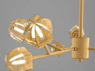 ORION gold chandelier with crystals hanging from it 3D model