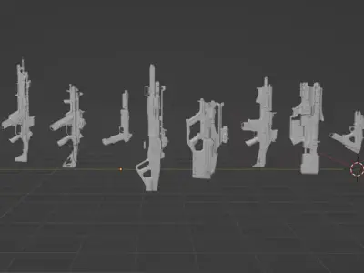 sci-fi weapon pack Low-poly 3D model