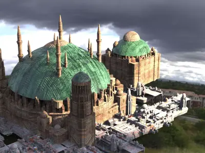 Sci Fi Dome City Structure Naboo style different 3D model