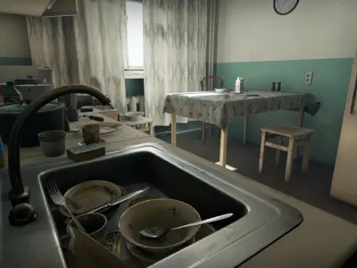 Post Soviet Kitchen  - UE5 Low-poly 3D model