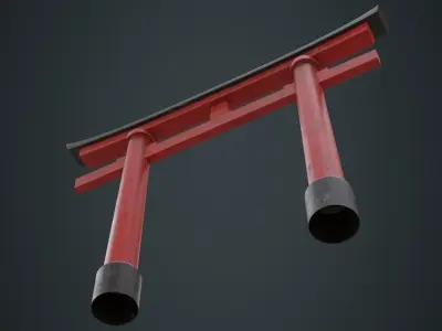 Torii Gate 1B Low-poly 3D model