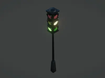 Traffic Light PBR Low-poly 3D model
