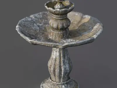Round garden fountain Low-poly 3D model