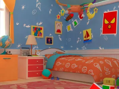 Asset - Cartoons - Bed Room 3D model 3D model