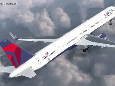  Delta Air Lines Boeing 757-300 with Cabin and Doors Rigged for Cinema 4D 