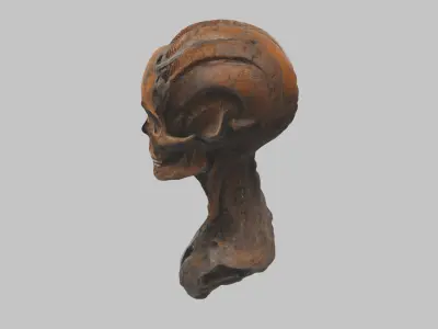 HR Giger Woman Scifi Skull Head Bust  Low-poly 3D model