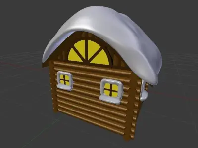 Snowy Log Cabin Low-poly 3D model