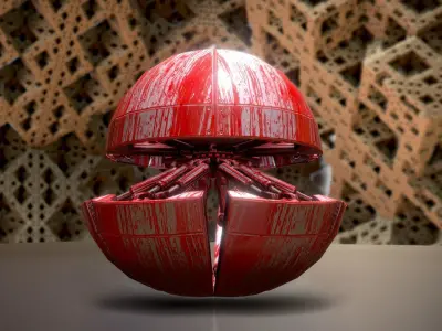 Hydraulic Sphere Bot - Bloody Horror Version Low-poly 3D model