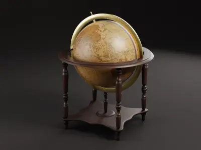 Vintage Floor Globe Low-poly 3D model