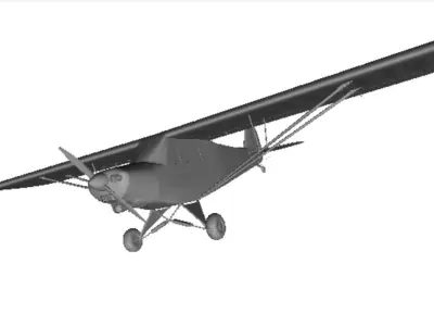 Realistic 3D Printed Piper PA-18 Propeller Airplane Model 3D print model