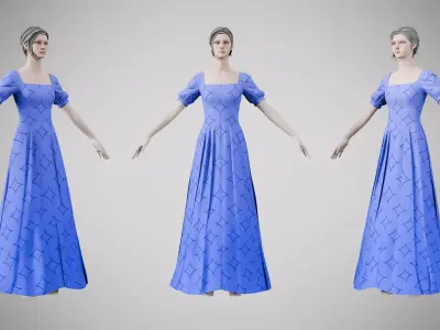 Dress 27 Very Light Blue With Design Low-poly 3D model