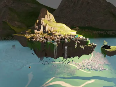 floating island made in blender 3D model