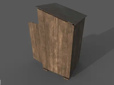 Wooden Outhouse Low-poly 3D model
