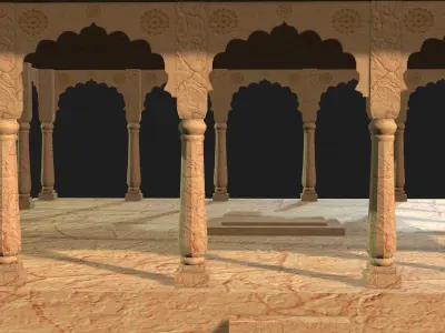 Memorial Mausoleum Queen Kusum Sarovar 02 Few Columns 3D model 3D model