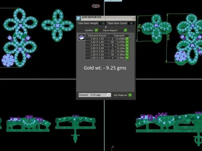 Flowers Light wt Pendant Earrings Set 3dm stl obj mtl gltf glb 3D print model