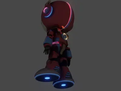 Cute Cartoon Robot 3D Character Animation Low-poly 3D model