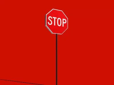 LOW POLY GAME READY STOP SIGN MODEL Low-poly 3D model