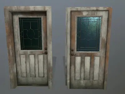 door 1 pair of wooden doors Low-poly 3D model purchase
