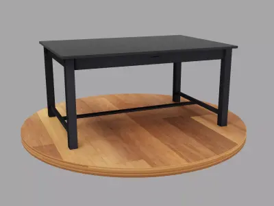 Simple Wooden Study Table with Drawer - Black Wood Free low-poly 3D model