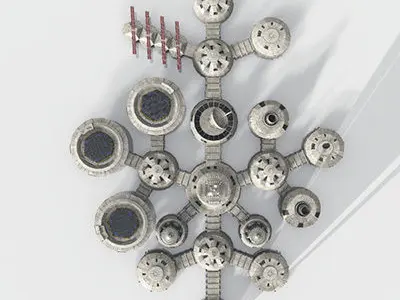 Modular Moon And Mars Base Low-poly 3D model