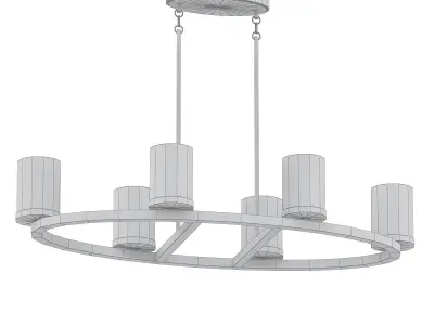 Daimlen 6 six light chandelier with frosted glass shades 3D model