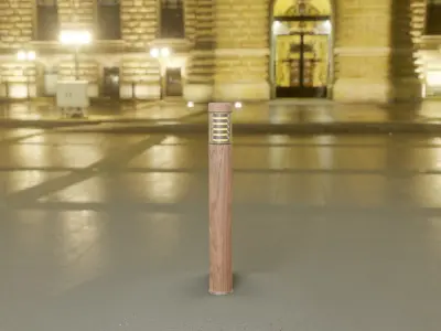 Light Column made of wood 16 - Low-Poly Street-Light Set-9 Low-poly 3D model
