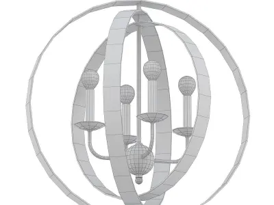 Luna 9 circular chandelier with gold accents 3D model