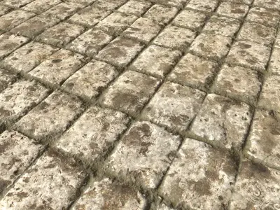 Old stone floor plates seamless PBR 5 3D model