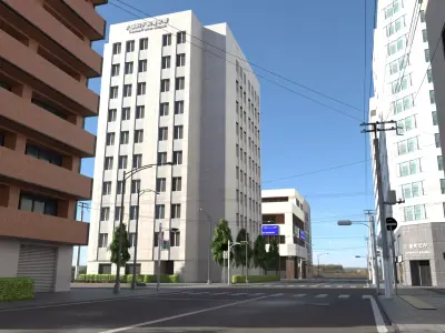 Japanese City Low-poly 3D model