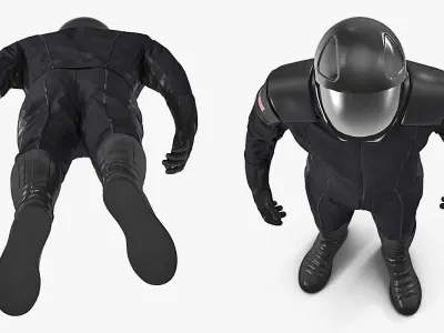 Sci-Fi Space Suit Black Standing Pose 3D model