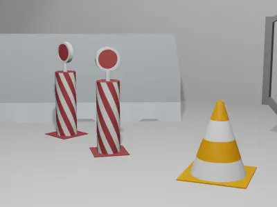 LowPoly Road Props Free low-poly 3D model
