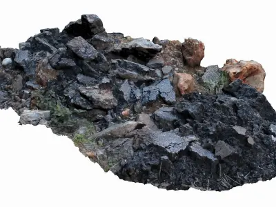 Rubble rock Low-poly 3D model