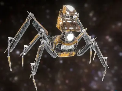 Spider Mech LOW POLY 4k PBR Textures Low-poly 3D model