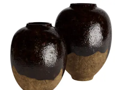 Set of 2 simple ceramic vases 3D model