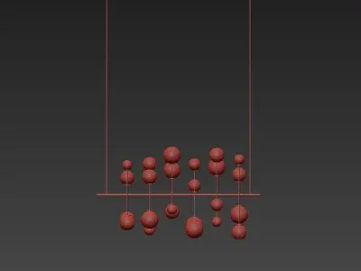 FLUXUS chandelier with balls hanging from it 3D model