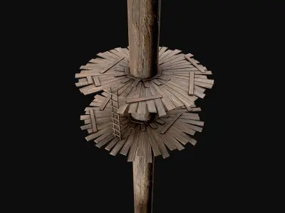 Wooden Tree House Shelters and Platforms 6  Low-poly 3D model