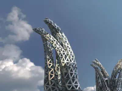 Glass pyramid Elite Tower Complex kitbash 3D model